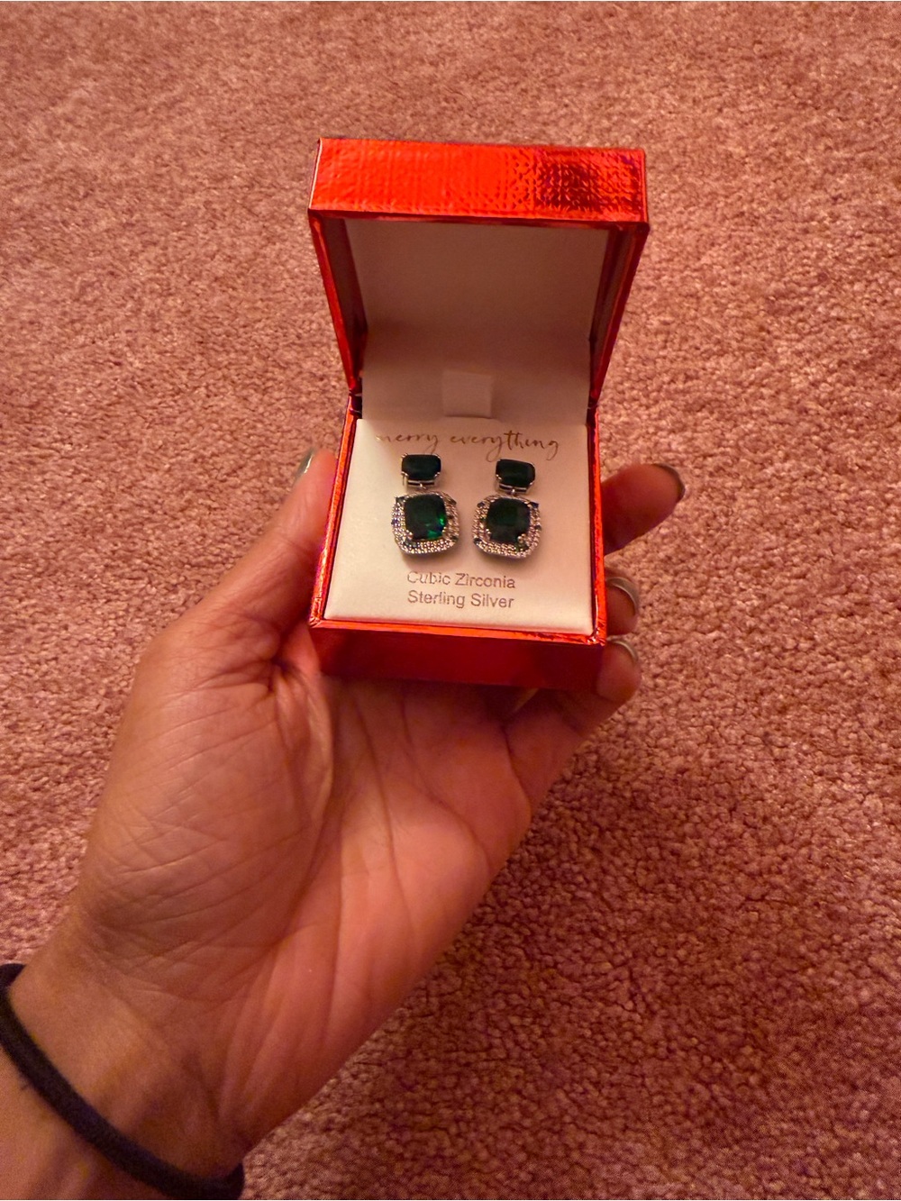 Rachel Zoe Emerald Green Cubic Zirconia Drop Earrings